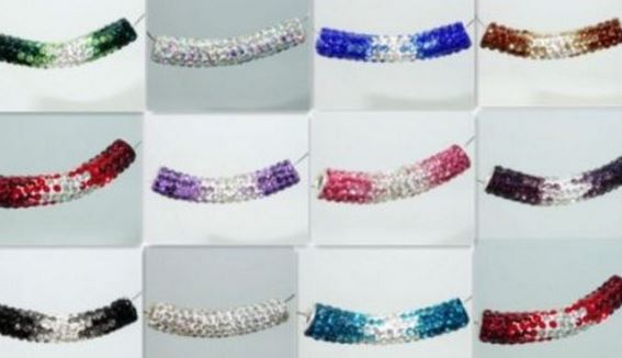 

20pcs/lot egrg3 45mm mixed crystal beads tube Gradual change long bending loose wholesale bead Fit bracelet necklace