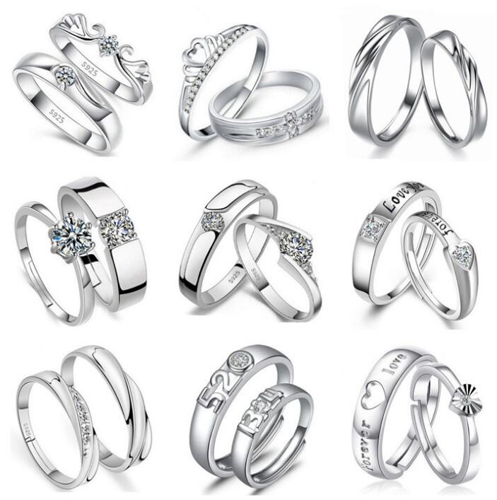 

925 Sterling Silver Jewerly Rings DIAMOND ENGAGEMENT RING & WEDDING BAND Couple Ring SET Mix 31 Styles