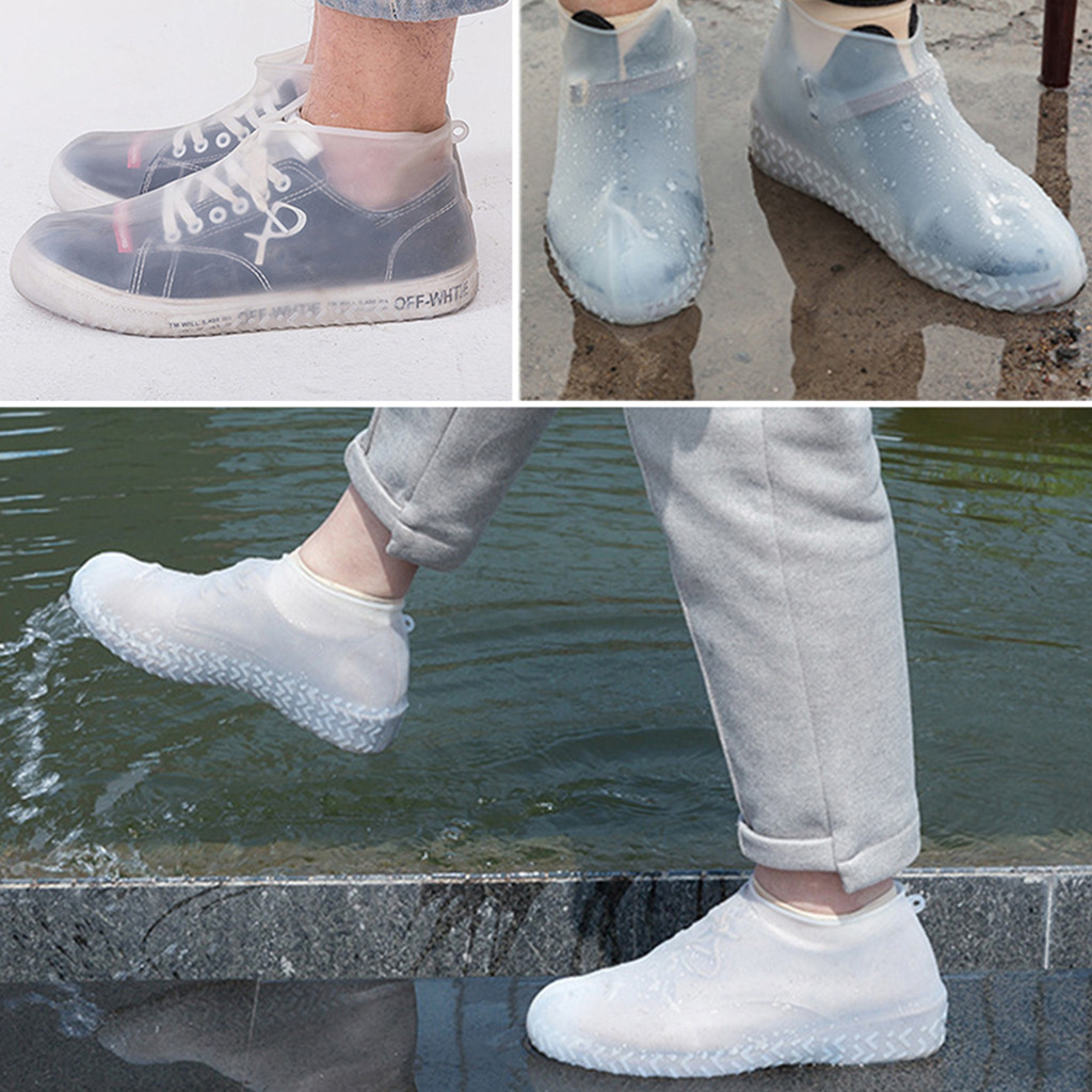 

Reusable Waterproof Rain Shoes Covers Slip-resistant Rubber Rain Boot Overshoes Shoes Accessories, Transparent