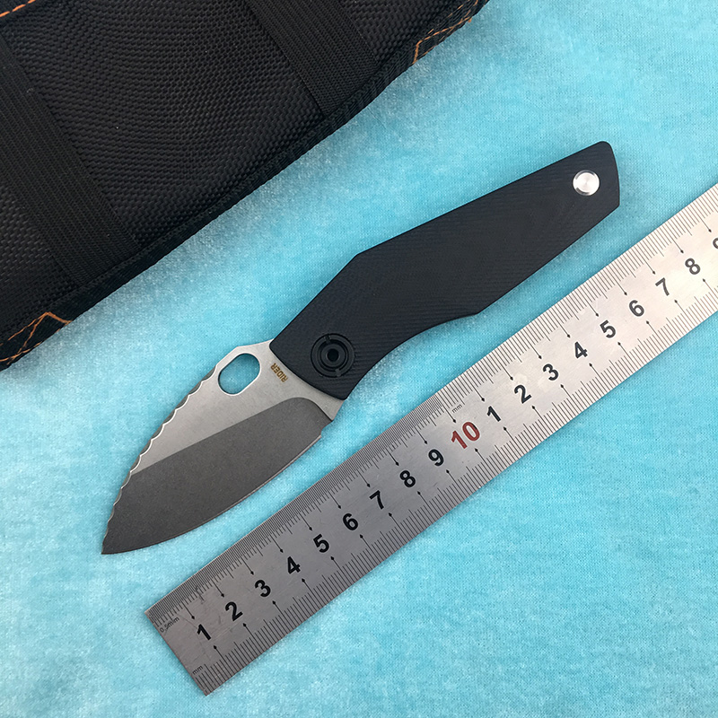 

LEMIFSHE SJ75 Tank Flipper Folding Knife D2 Blade TC4 Titanium Alloy + G10. Carbon Fiber Handle Outdoor Camping Practical Fruit Knife EDC To