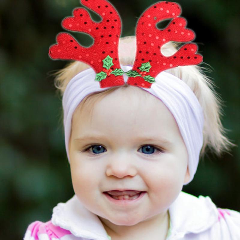 

5pcs/lot Christmas Antlers Headband for kids Nylon Headband For Girls 2020 Christmas Elastic Hair Accessories, Mix