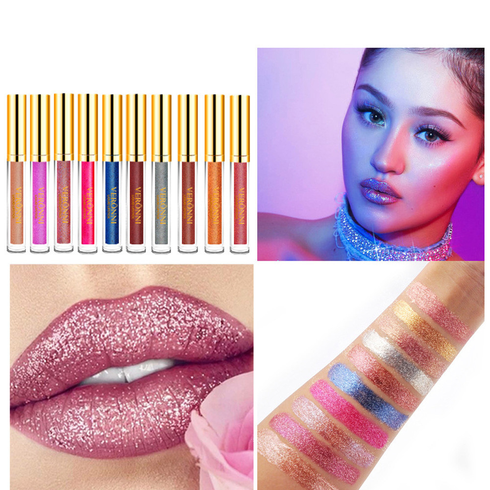 

2018 Women's Fashion 10 Color Womens Magic Glitter Flip Lipstick Flip Pull Matte Pearl Lip Gloss Clu Drop Shipping