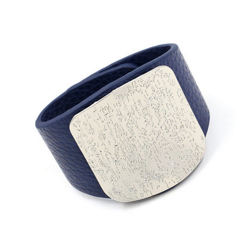 

Cuff Wide Leather Bracelet For Men Women With Alloy Buckle Adjustable Fashion Bracelets & Bangles Punk Jewelry