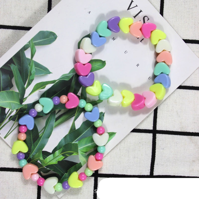 

Hot Kids Girls Candy Color Heart Beaded Acrylic Charm Bracelets Children Birthday Party Jewelry Gift Fashion Accessories