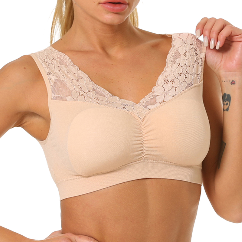 

New Sexy Bras Women Lace Bra Tops Fashion Intimates Push Up Sports Bra For Female Padded Yoga Breathable Fitness Gym Top, White