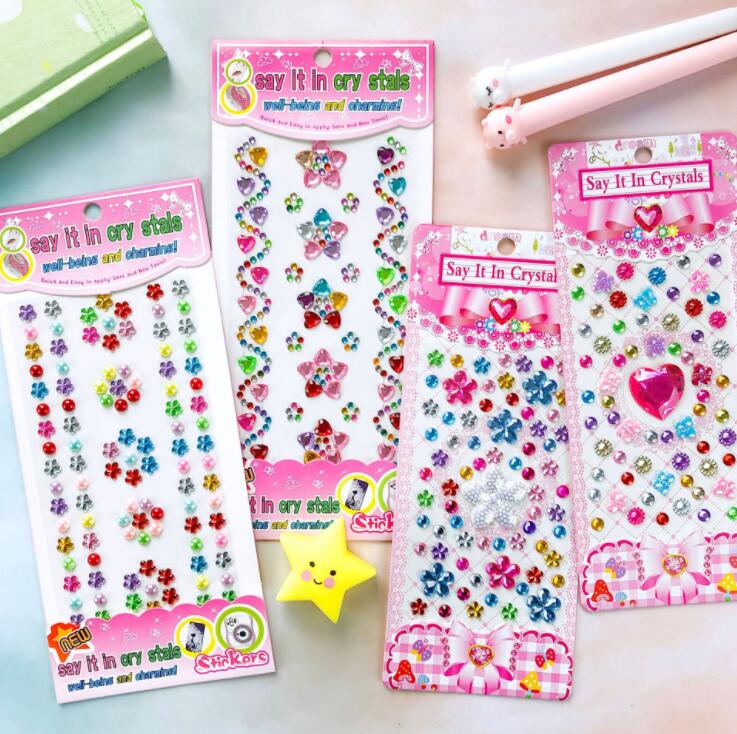 

Sticker Kids Toys Flower Crystal Self Adhesive Rhinestone Glitter Sticker Decorative Stationery Craft Sticker Scrapbooking DIY Stickers