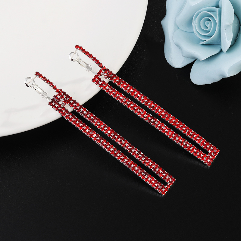 

Eardrop Diamond Long Fund Concise Hollow Out Geometry Rectangle Earrings Earring 925 Silver Needle Defence Allergy
