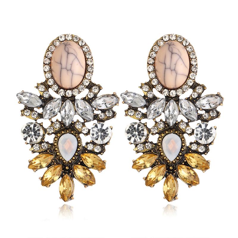 

Dangle & Chandelier Boho Crystal Flower Drop Earrings For Women Fashion Gold Rhinestones Stone Modern Jewelry Gift