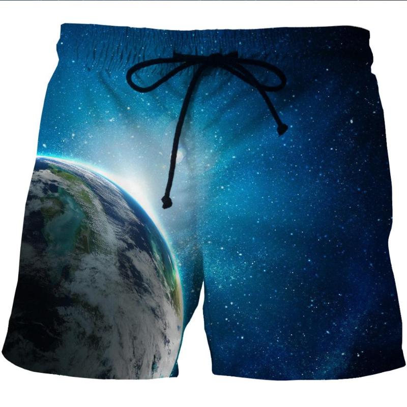 

Summer Man' Beach Shorts Plus Size Sport Short Pant Plantet 3D Print Thin Loose Short Swimsuit Male Swiming Surf Board Swimwear