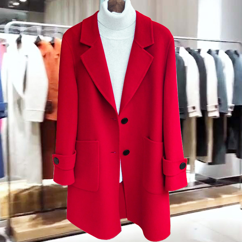 

Women's Blends Woolen Overcoat Female Coat Autumn Winter Coats And Jackets Women Plus size Coat Women's Wool Coats Long Tops