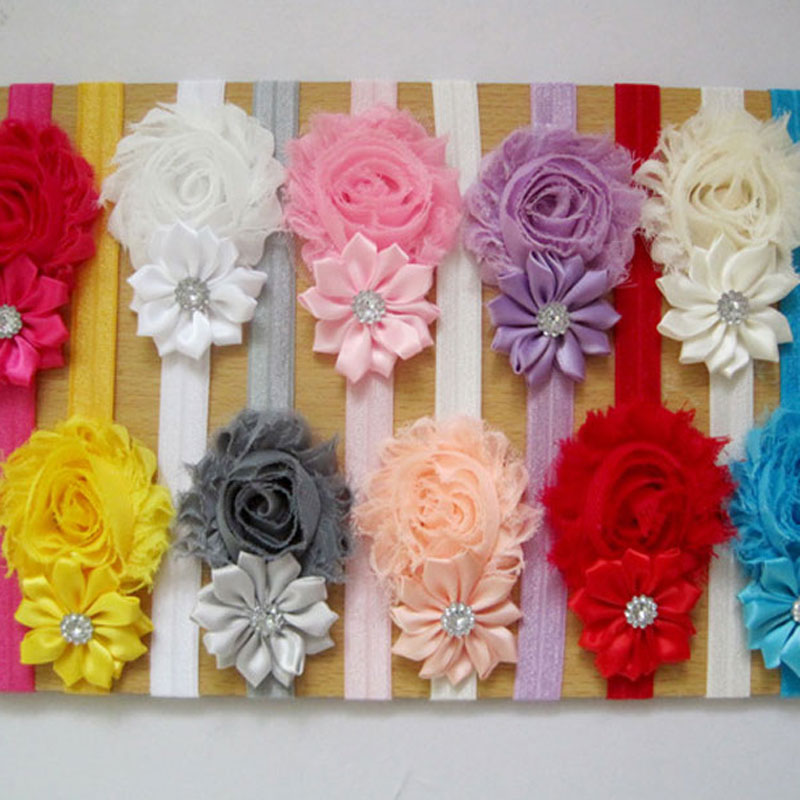 

New Baby Girls Bowknot headbands Flower Bows Rhinestones Hairbands Infant Kids Children Hair Accessories Free shipping, Mixed