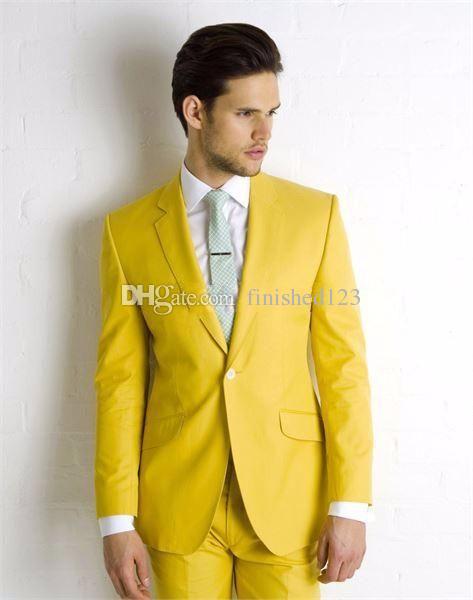 

Popular Design One Button Yellow Wedding Groom Tuxedos Notch Lapel Groomsmen Mens Dinner Blazer Suits (Jacket+Pants+Tie) NO:1689, Same as image
