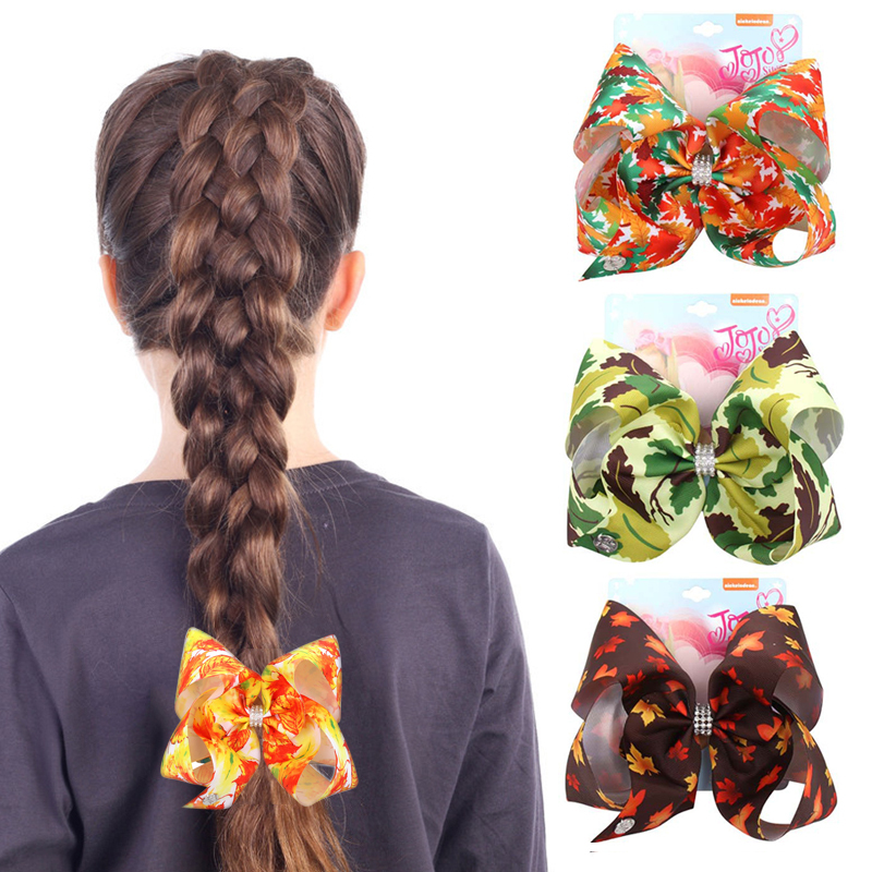 

8 Inch Diamond Autumn Pattern Children Girl Bowknot Headdress Baby Hair Clip Cute Jewelry Children Hair Accessories, 04