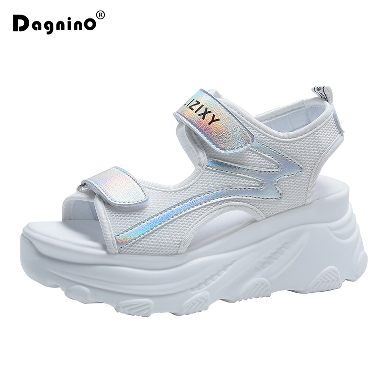 

New Sexy Open-toed Women Sport Sandals Wedge Hollow Out Ladies Sandals Outdoor Platform Cool Shoes Sandalias Beach Summer Shoes, Light green