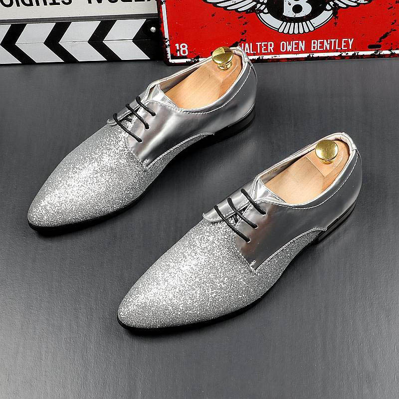 

Mens formal Trend glitter Sequins oxford shoes for men italian 2020 dress shoes wedding shoes laces leather brogues, Black