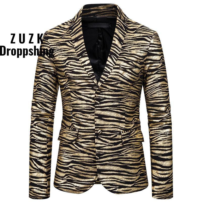 

Men's Suits & Blazers Blazer Slim Fit Tiger Bronzing Printing Suit Dress Costumes Jacket Tuxedo, Silver