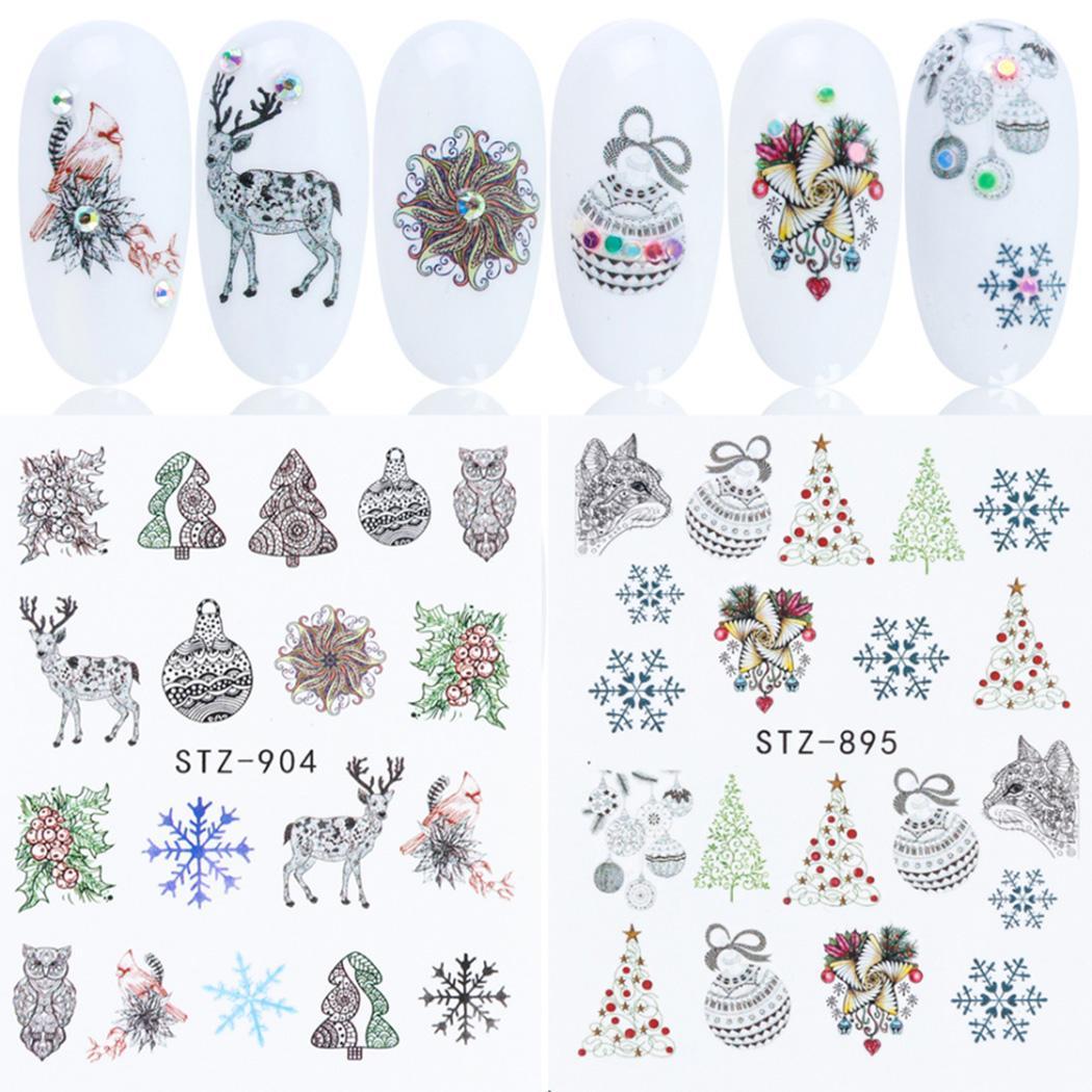 

Women Fashion Snowman Santa Christmas Nail Art Stickers 3Years Pattern As Picture