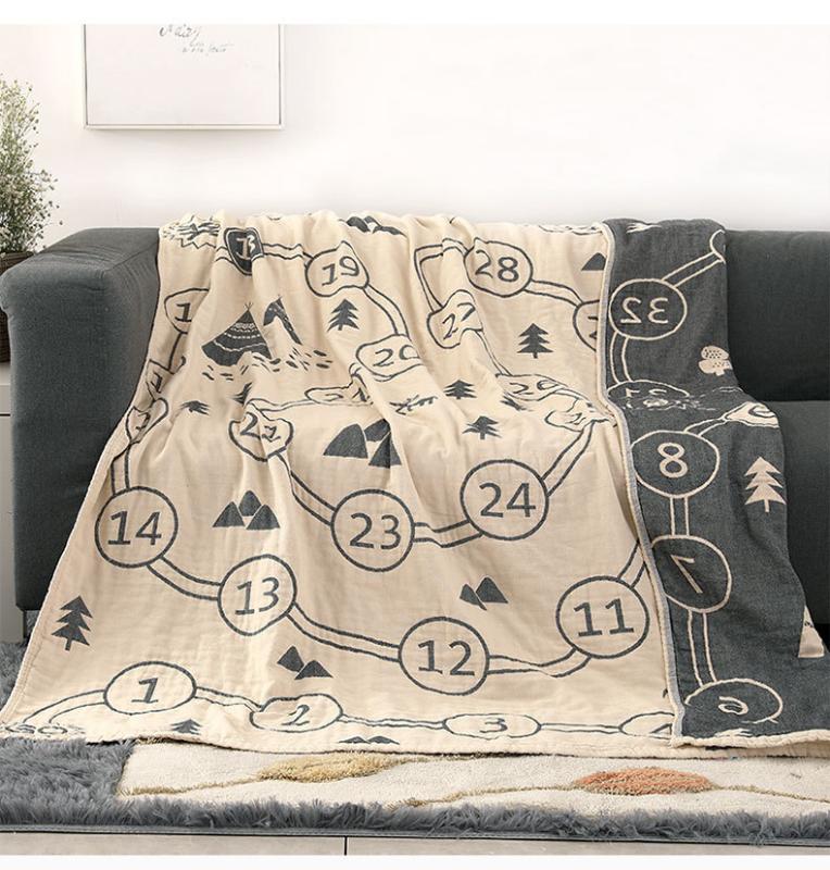 

100% cotton digital 4 Layer Cotton Gauze Muslin Travel Blanket Airplane Home Soft Summer Nap Throw Coverlet For Sofa Or Bed