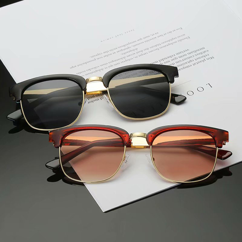 

Popular Designer Sunglasses for Men Women Metal Half Frame Nice Face Retro Sunglasses Goggles 5 Colors Sunglasses Quality