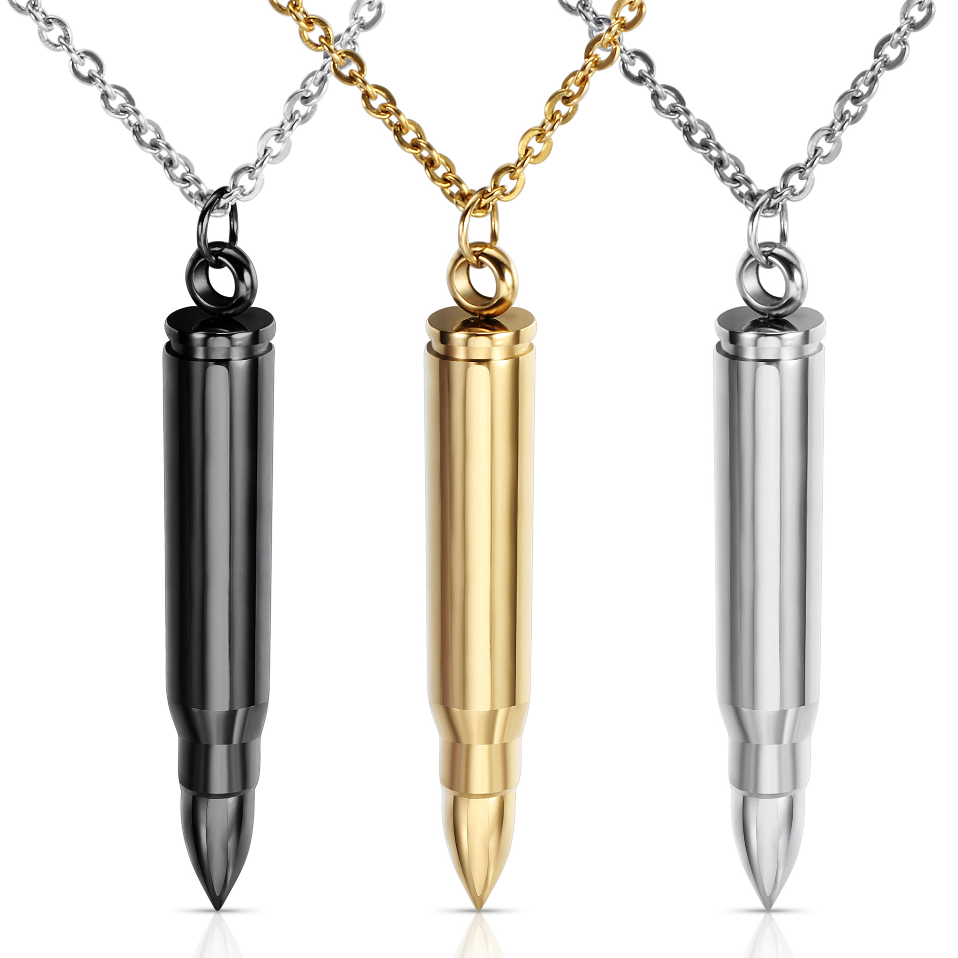 

18K Gold Plated Mens Titanium Steel Bullet Open Pendant Necklace Perfume Essential Oil Diffuser Necklace Name Custom Engraving Gifts for Men