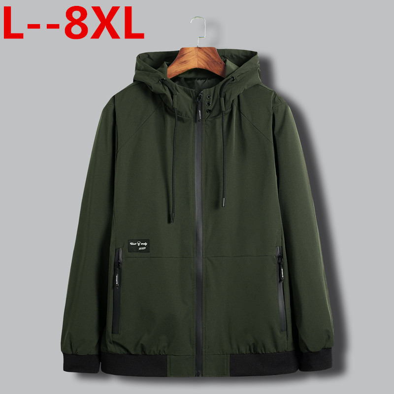 

Plus size 8XL 6XL 5XL 2020 New Spring Summer Mens Fashion Outerwear Windbreaker Men' S Thin Jackets Hooded Casual Sporting Coat, Black