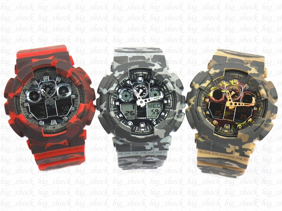 

camo Popular brand men's sports digital wristwatch, Sport reloj hombre chronograph watch relogio masculino Casual, Red camo