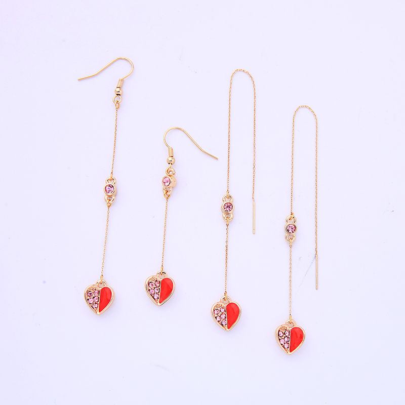 EoCot Silver Plated Clear Colorful Love Heart Crystals Hook Dangle Earrings for Women Girl