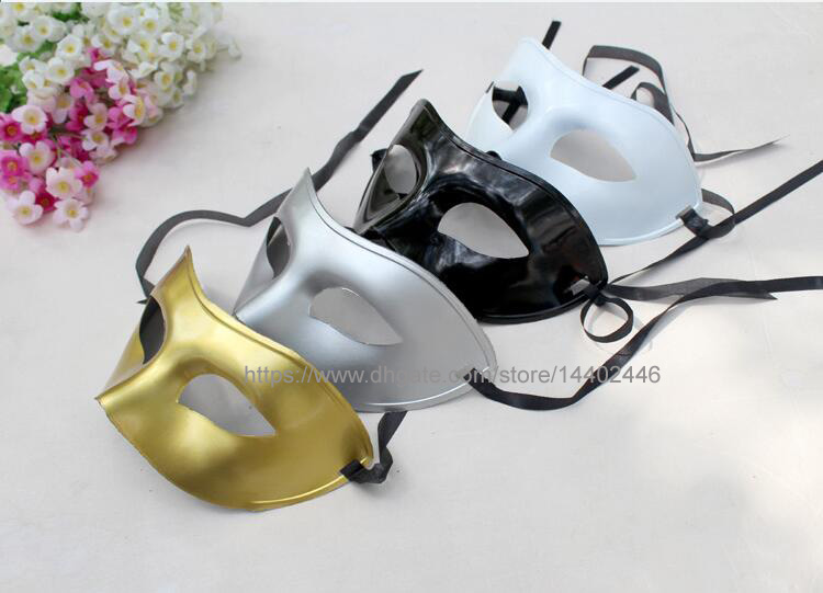 

200pcs Men's Ball Mask Fancy Dress Up Party Ball Venetian Masquerade Masks Plastic Half Face Mask Black White Gold Silver Color