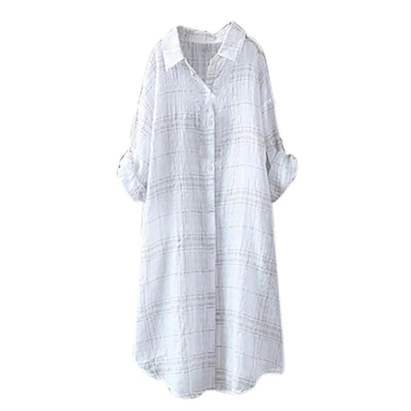 

Women Blouse Solid Color Casual Stripe Plaid Check Long Sleeves Shirt Tops Buttons Loose Blouse womens tops and blouses camisas, Black