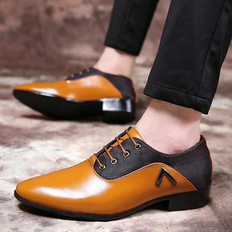 

Hot Sale-men elegant mens office shoes leather coiffeur brown dress oxford shoes men formal dresses big size chaussure homme ayakkabi, Black