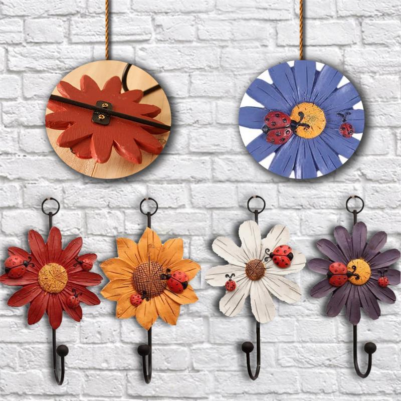 

Flower shape Wood Home Hat Coat Clothes Towel Wall Door Hangers Hooks Bathroom Bedroom Hanging Hook Accessories