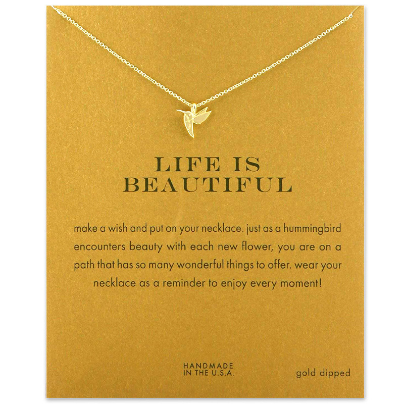

Fashion Hummingbird Necklace Women Flying Bird Clavicle Chain Statement Choker Necklaces Life Is Beautiful Gift Card Mothers Day