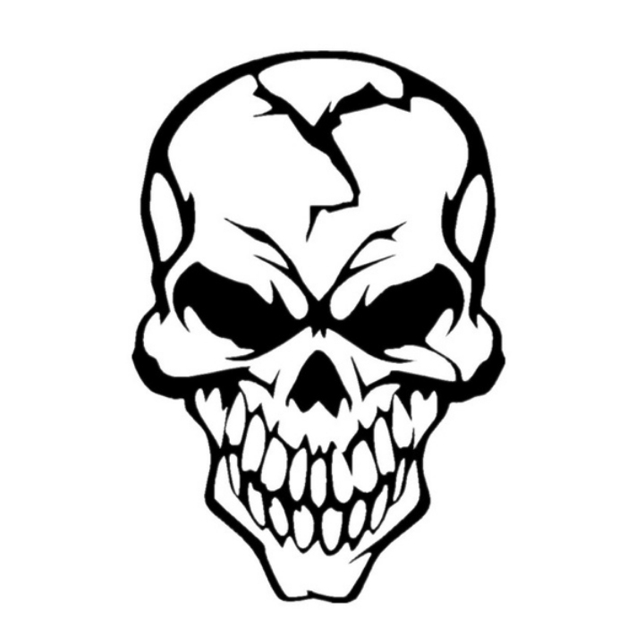 

15.5CM cool skull cracked human head motorcycle helmet sticker CA-237, Silver