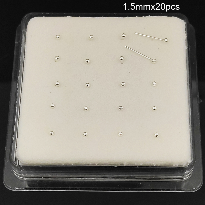 

925 Sterling silver 1.5mm ball gold nose stud indiian nose pin 20pcs/pack
