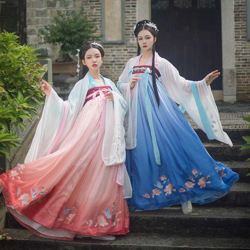 

Chinese Folk Dance Hanfu Dress Tang Dynasty Princess Cosplay Traditional Chinese Gradient Color Women Fairy Dress DL5353, 3 pieces set