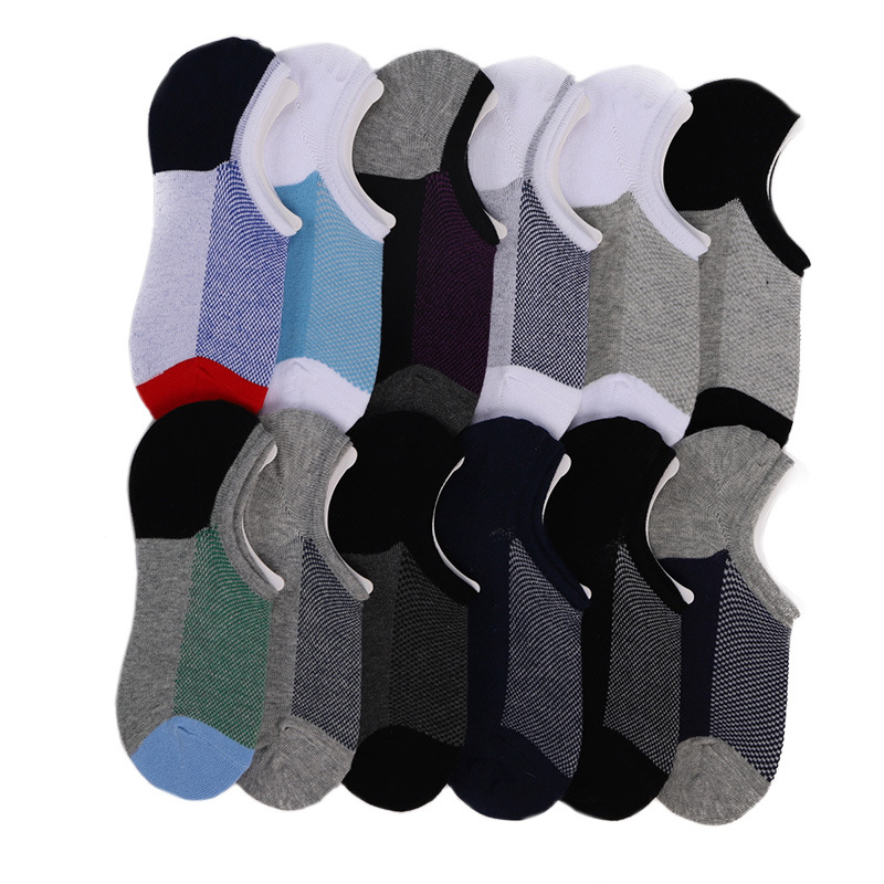 

Mens Low Cut No Show Casual Crew Ankle Non-Slide loafer Socks Cotton Mesh Top Fresh Ventilation Liner Sock, Multi