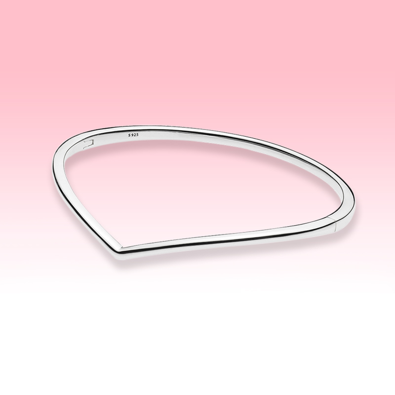 

NEW Polished Wishbone Bangle Bracelets Women High quality Jewelry for Pandora 925 Sterling Silver Bracelet with Original retail box