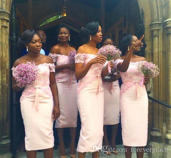 

2019 Blush Pink Bridesmaid Dress African Nigerian Girls Spring Summer Formal Wedding Party Guest Maid of Honor Gown Plus Size Custom Made