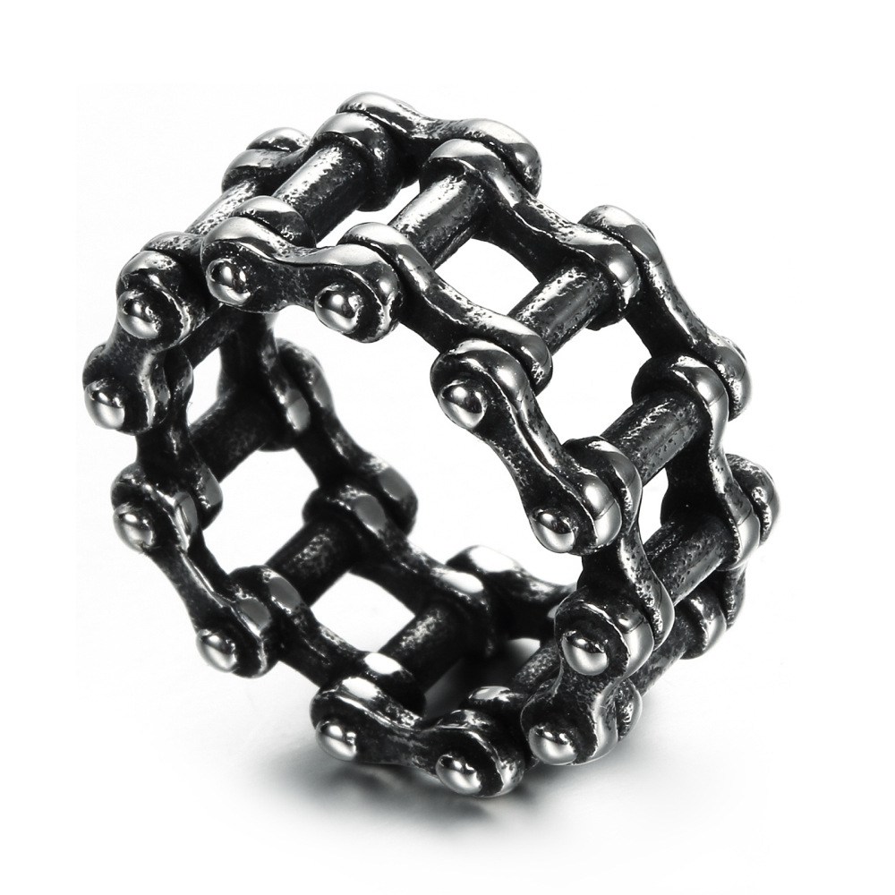 

Retro hipster bamboo index finger single ring hip hop punk chain ring