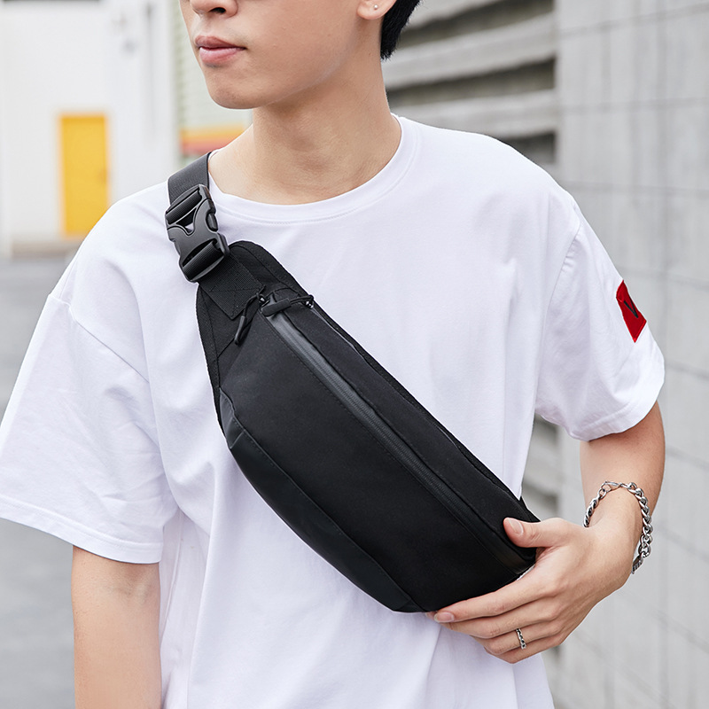 

New Fashion Solid Color Simple Chest Bag Cycling Sports Men's Shoulder Crossbody Bag Casual Trend Practical Waist Pack, Black