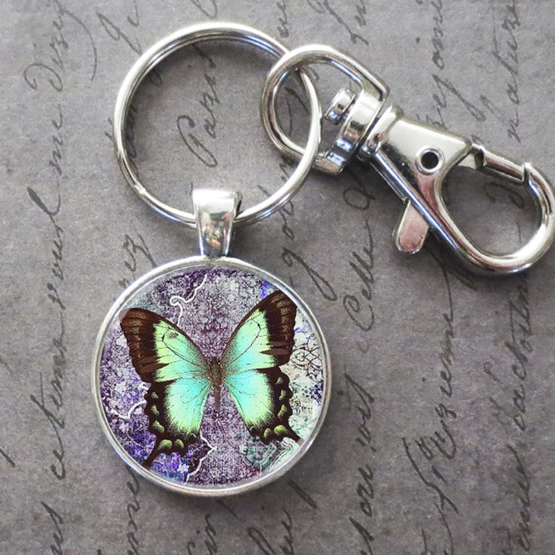 

Beautiful Butterfly Key Ring Key Chain Buckle Glass Crystal Pendant Birthday Festival Anniversary Gift Jewelry Accessories