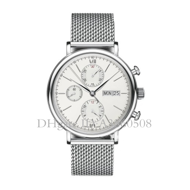 

Top Quality Men's Business Watches 41MM Stainless Steel Strap Watch OS Quartz Chronograph Watches Montre de luxe, Slivery;brown
