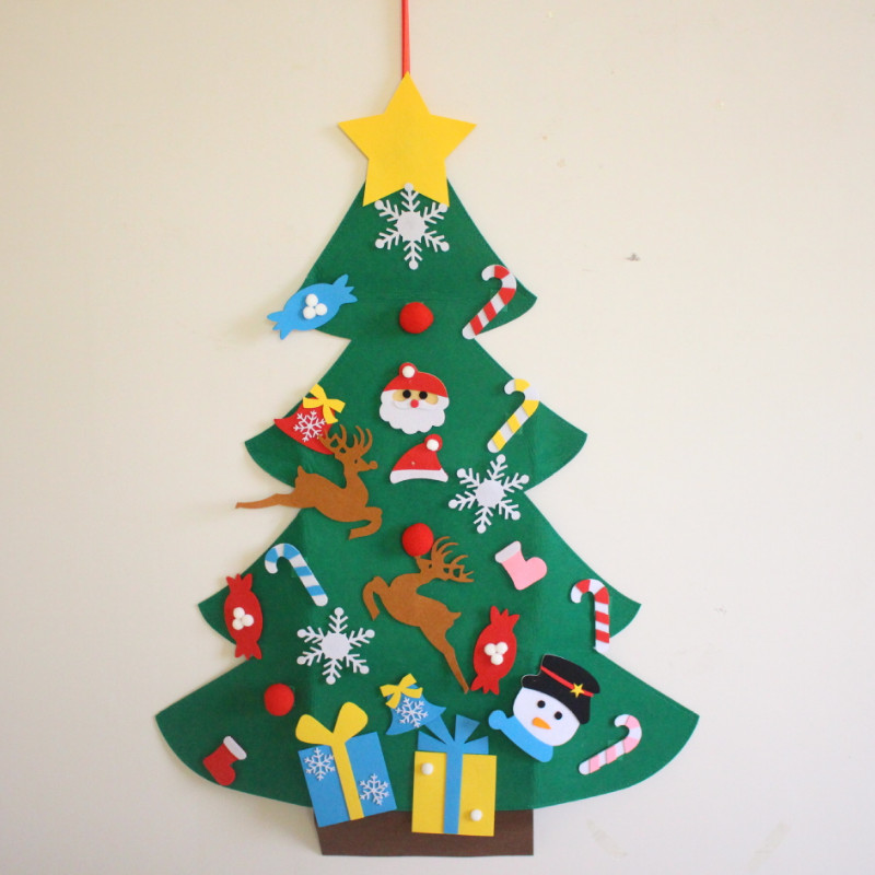 

New Christmas Decoration DIY Felt Christmas Tree And Ornaments New Year Gifts Kid Toys Wall Hanging Decor Kids Birthday Gifts