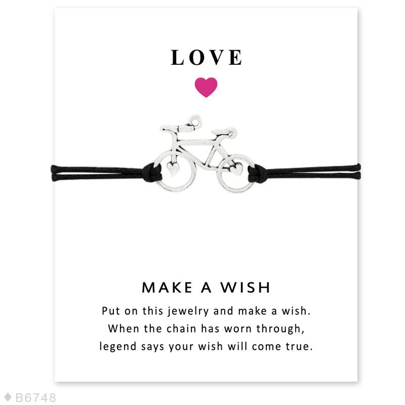 

Handmade Rope Bike Sport Charm Bracelets for Women Men Friendship Statement Best Wish Jewelry Gift With Card