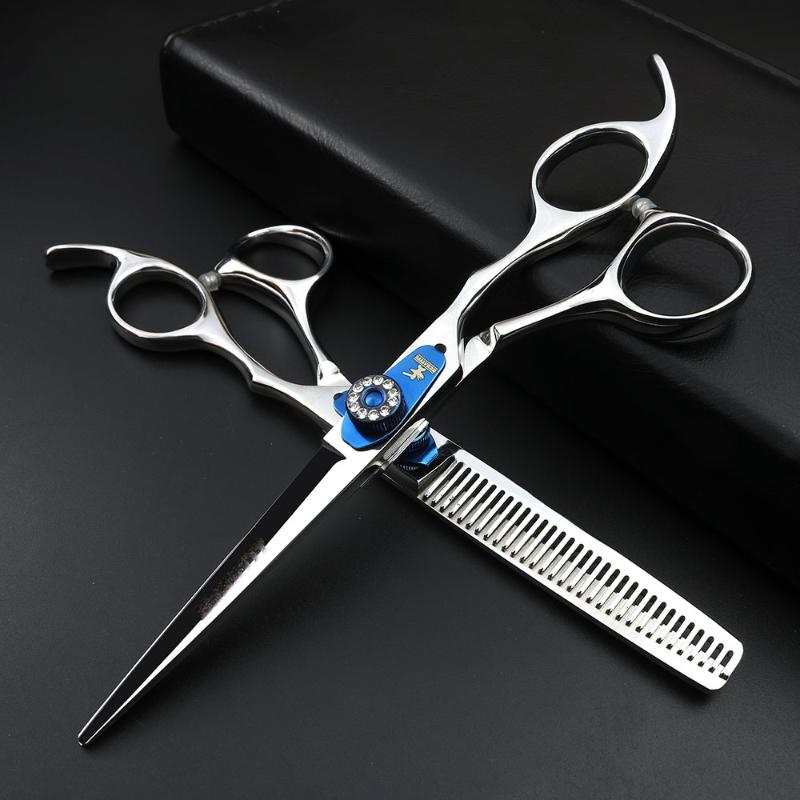 

2 colors Hairdressing scissors for hair salons 6-inch cutting scissors and thinning set Hairdressing tools
