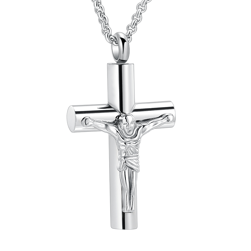 

IJD11129 Jesus Cross Ashes Pendant Necklace Stainless Steel Cremation Jewelry Funeral Keepsake Urn Necklace For Ashes Wholesale Price