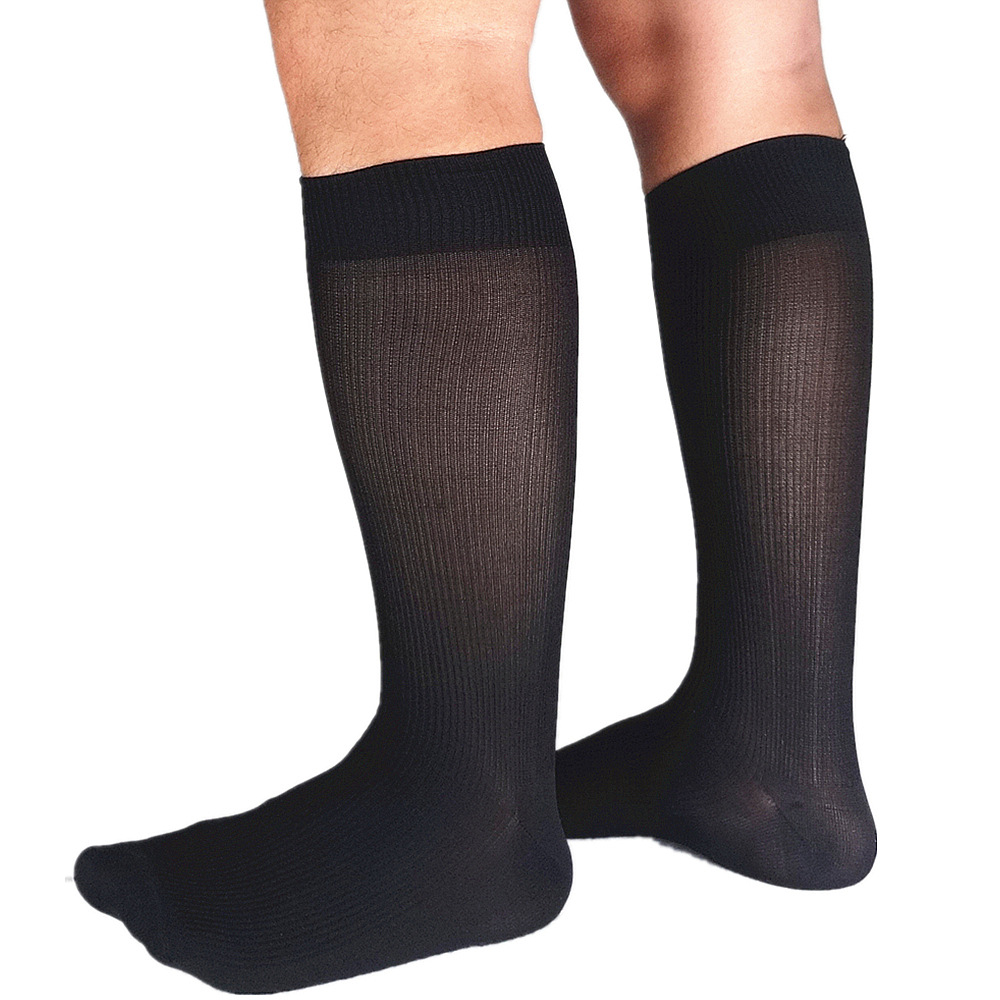

Deodorant and Moisture Wicking Silk Socks Spring Winter Men Business Socks 1 Pair/lot Striped Nylon Soft Formal Dress Suit Long Socks, Black