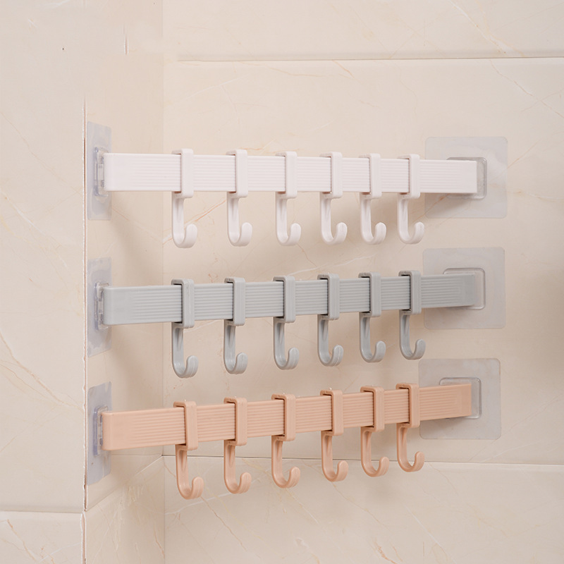 

Mounted Wall Hook Hanging Rack Kitchen Hooks Towel Hanger Plastic Bathroom Seamless Adhesive Hook Bedroom Balcony