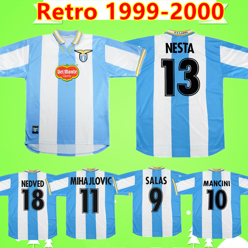 

#13 NESTA 1999 2000 RETRO Lazio soccer jerseys 10 CRESPO 9 SALAS 11 MIHAJLOVIC 21 INZAGHI #18 NEDVED classic Vintage football shirts Italy