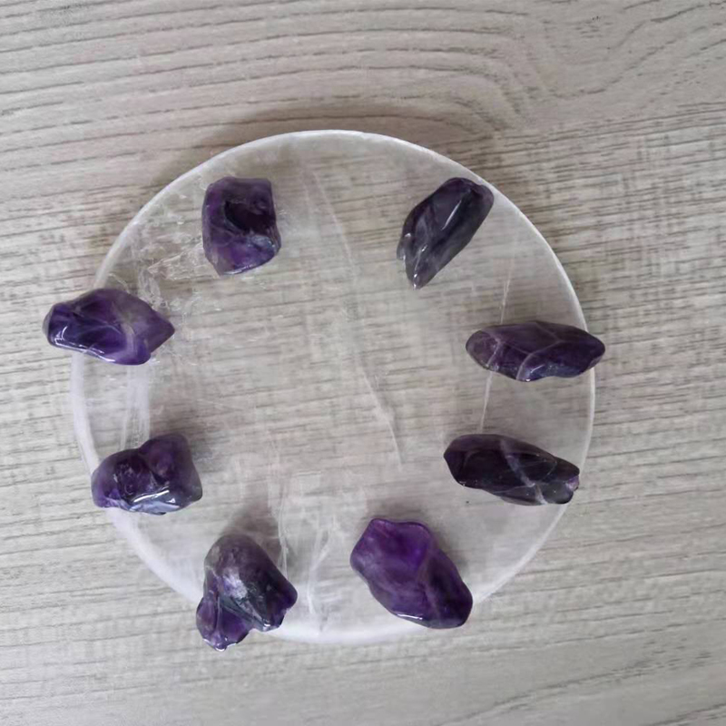 

8*8 cm Clear Selenite Circle Plate For Gift Home Decora Healing Crystal Fengshui